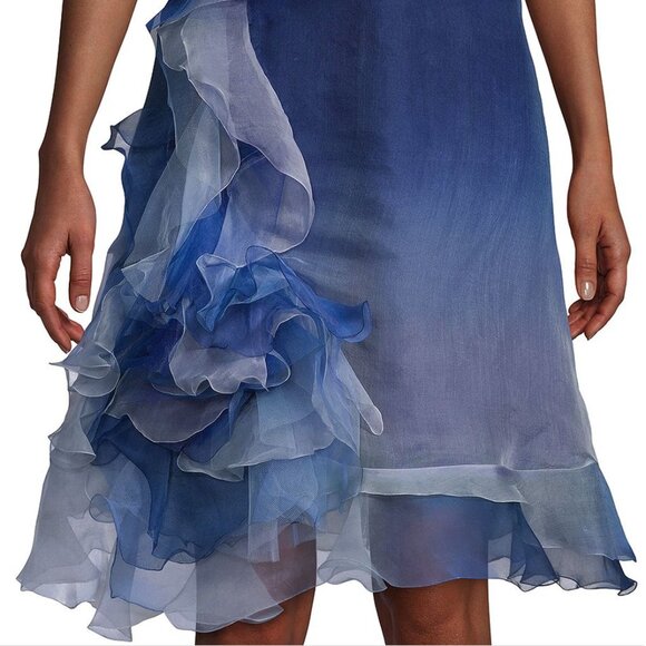MARCHESA Ombré Strapless Ruffled Silk-Blend Cocktail Dress - Picture 6 of 10